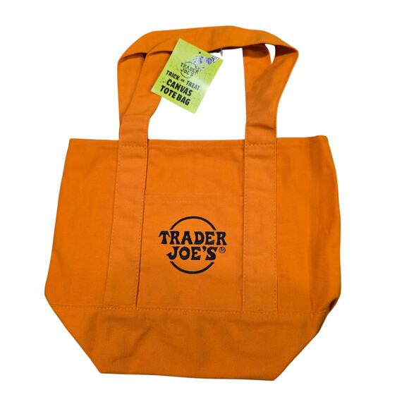 Trader Joe's Halloween Canvas Mini Tote Bag Orange Limited Edition New - Picture 1 of 2